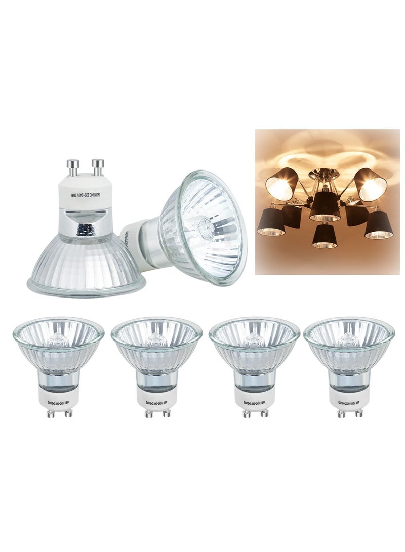 Halogen Bulbs, Pack of 6 GU10 Halogen Spotlight Bulbs 35W 220-240V Dimmable 2800K Warm GU10 35W White - Image 1