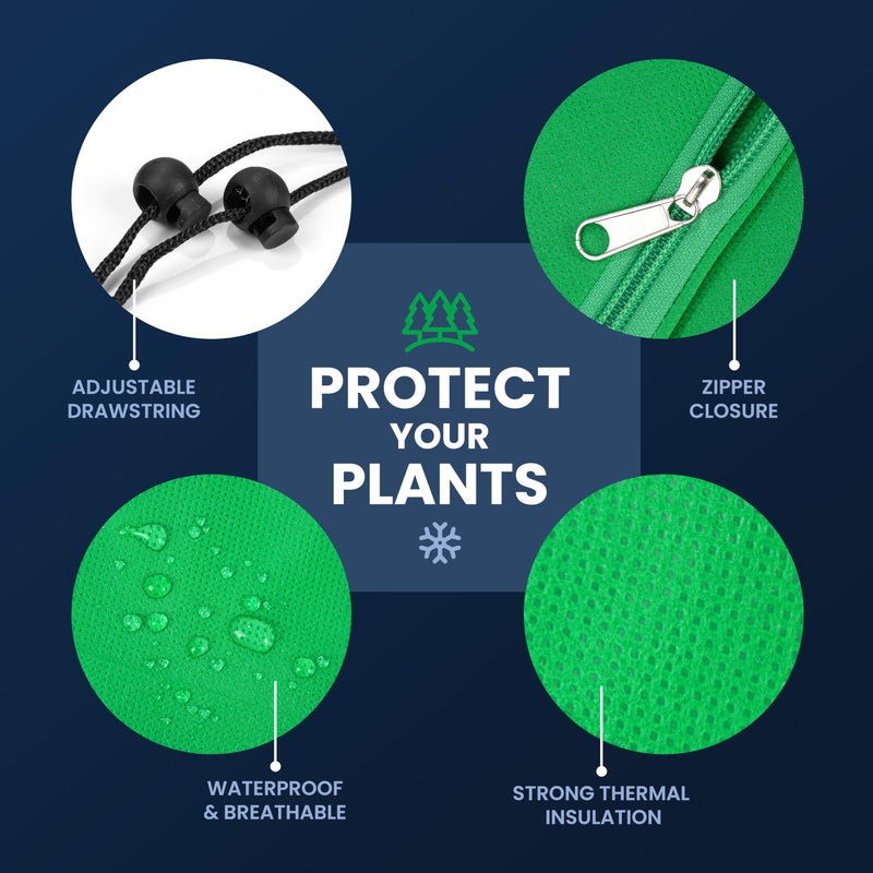 SCRUBIT Plant Covers Freeze Protection, 40" W x 47" H Frost Cloths for Outdoor Plants & Fruit Trees with Zipper and Drawstring, Thick Winter Plant Covers - 4 Pack Shrubs Frost Blankets - Image 2