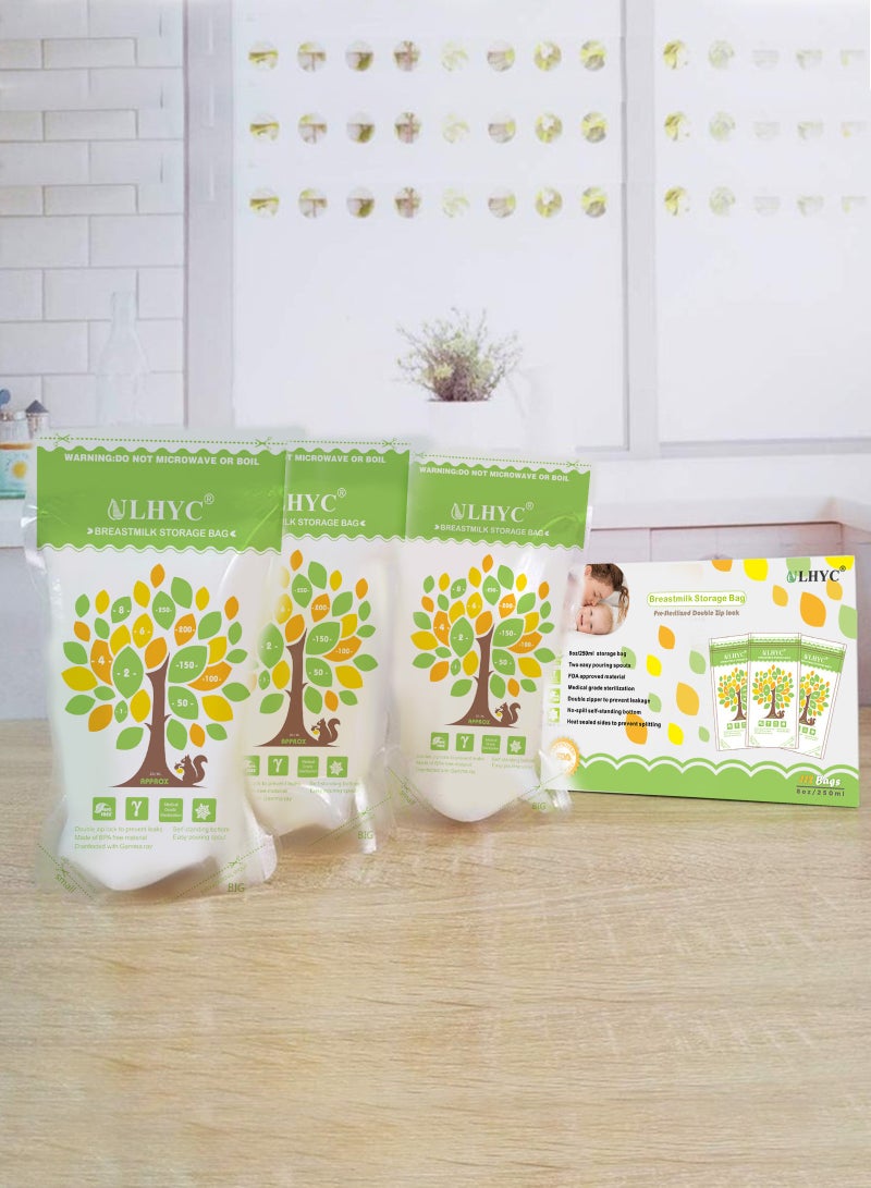 ULHYC Breastmilk Storage Bags BPA Free 250 ML 112 Count Convenient Milk Storage for Breastfeeding Daily Use and Travel - Image 5