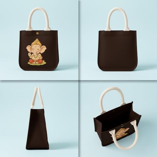 HOBBY INDIA Kids Lunch Bag | Cute & Stylish Mini Tiffin Bag for Boys & Girls | Cute Cotton Cartoon Design I Perfect For Picnic Tuition School, Preschool & Playschool (Ganesha) - Image 5