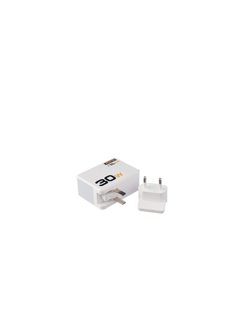 ASPOR A858 Fast Charger QC 3.0 Plus IQ Output EU PIN 3 USB - White