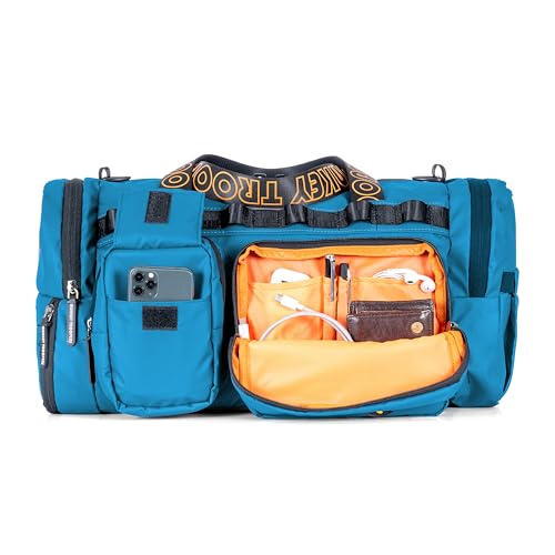 MONKEY TROOPERS Spidey Duffle - Water-Resistant, Travel/Gym, Quick Access & Zippered Pockets, 30L Capacity (Blue) - Image 4