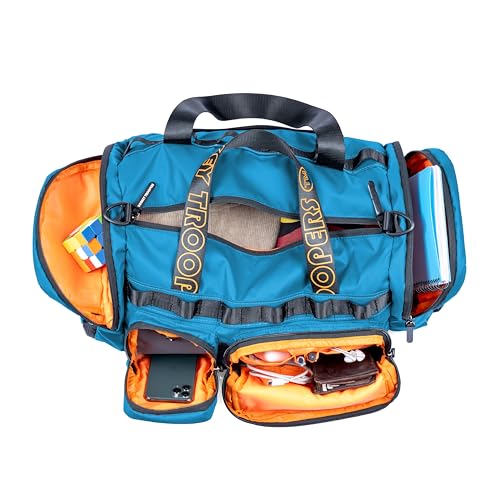 MONKEY TROOPERS Spidey Duffle - Water-Resistant, Travel/Gym, Quick Access & Zippered Pockets, 30L Capacity (Blue) - Image 3