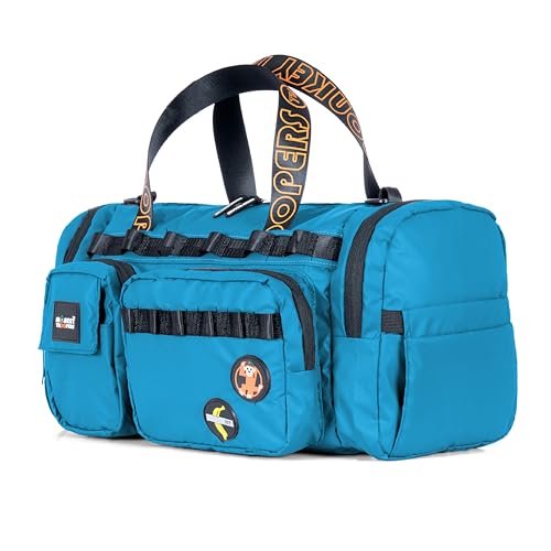 MONKEY TROOPERS Spidey Duffle - Water-Resistant, Travel/Gym, Quick Access & Zippered Pockets, 30L Capacity (Blue) - Image 2