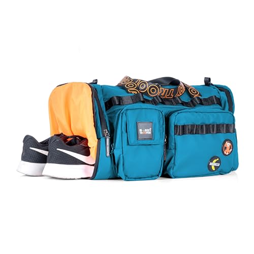 MONKEY TROOPERS Spidey Duffle - Water-Resistant, Travel/Gym, Quick Access & Zippered Pockets, 30L Capacity (Blue) - Image 5