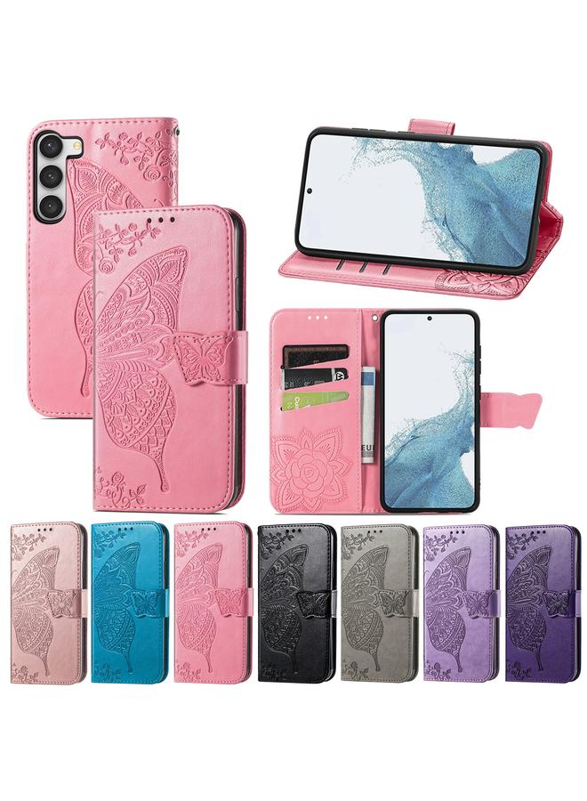 S-TOP Case For Samsung Galaxy S23 5G Butterfly Love Flower Embossed Leather Phone Case - Image 5