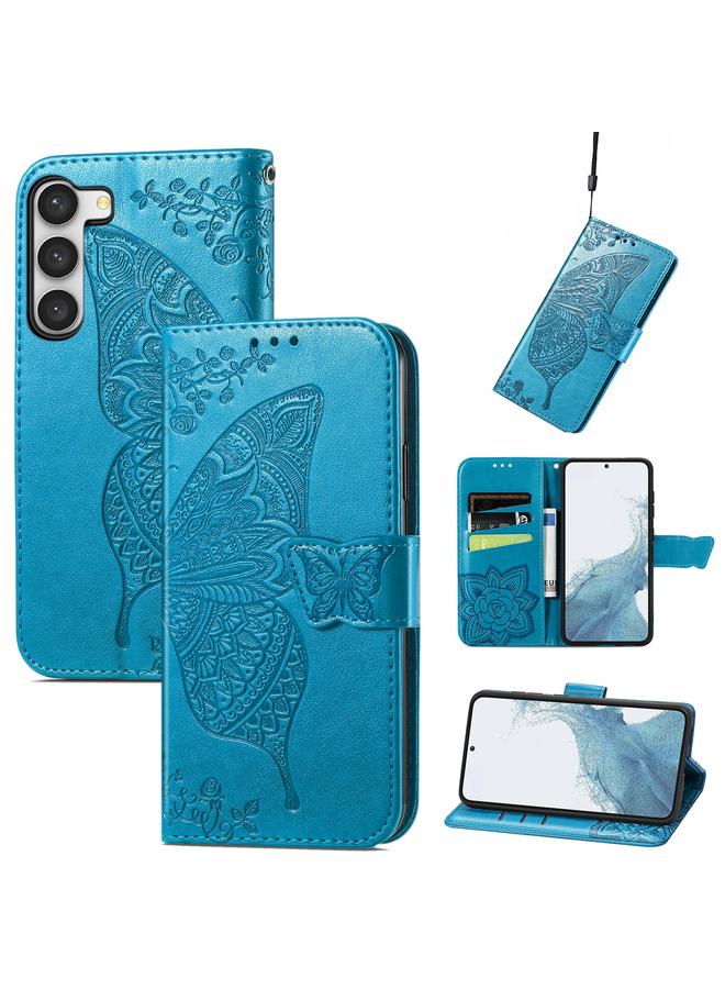 S-TOP Case For Samsung Galaxy S23 5G Butterfly Love Flower Embossed Leather Phone Case - Image 1