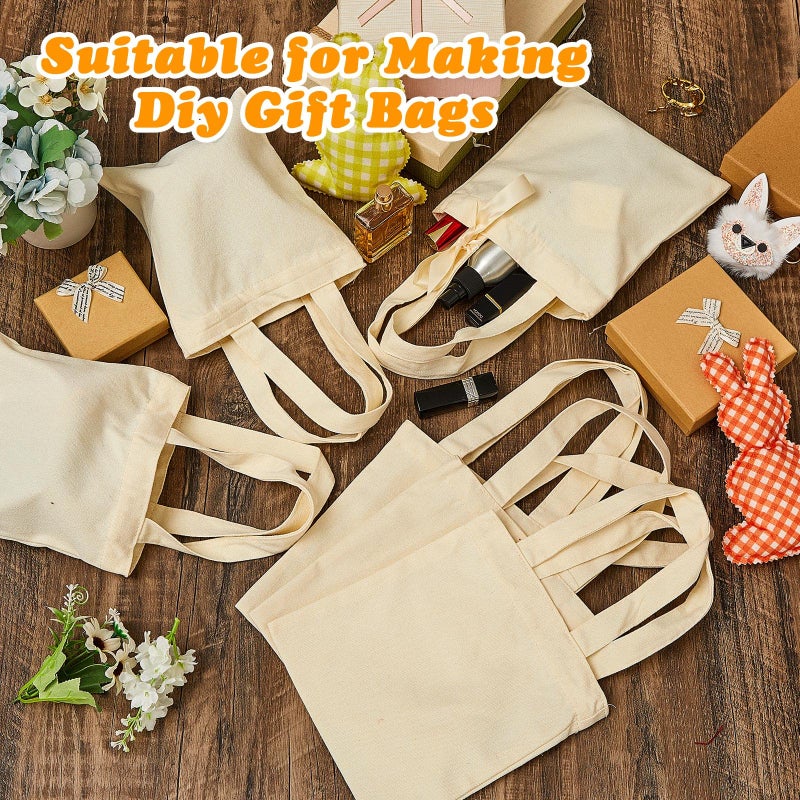 Amylove 72 Pcs Mini Tote Bag Sublimation Blank Canvas Tote Bags Reusable Grocery Luggage DIY Sack Goody for Party Even (8.5 x 8 Inch Natural Color) - Image 5