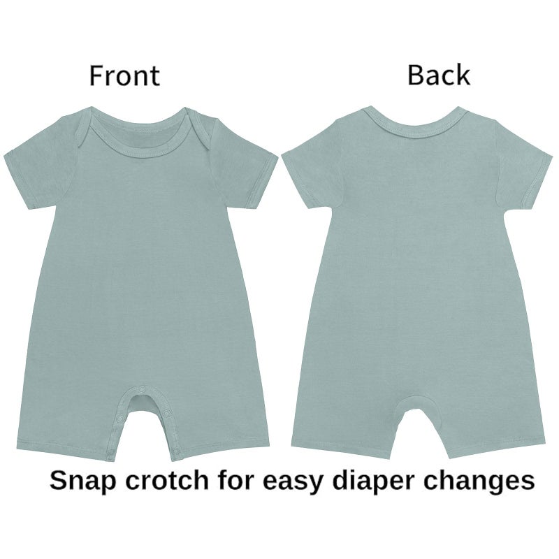 GUISBY Rayon Baby Pajamas, Short Sleeve Footless Rompers, Snap Closure Sleeper for Boy Girls Black Sliver Matcha 3-6 Months 3pc - Image 3
