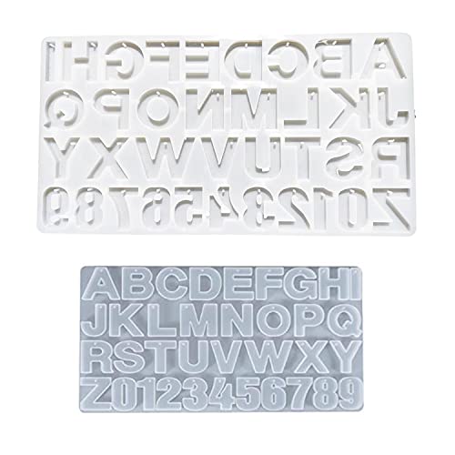 SNOOGG 3D Silicone Resin Mould Alphabet and Numbers for Pendants Keychains Earrings DIY Craft Letters ABCD with Built in Hole Enabler - Image 1
