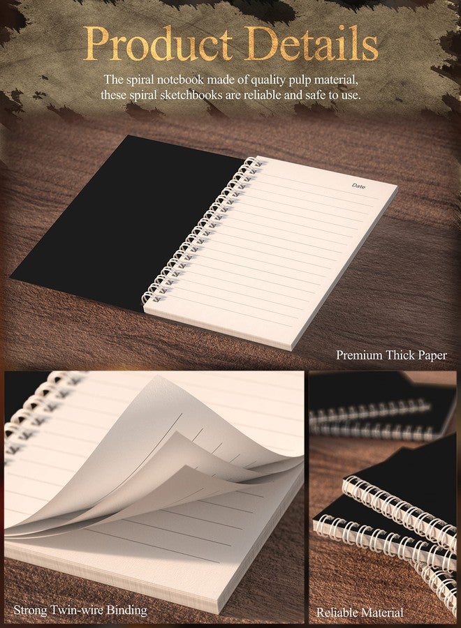 Aidunmis 6 Pack Spiral Notebook 4 x 6 Inch Spiral Journals Notebooks Steno Pads Lined Notepad Spiral Lined Notebook with 50 Sheets 100 Pages 4 x 6" Black Cover Small Pocket Notepads for Office School Supplies - Image 3