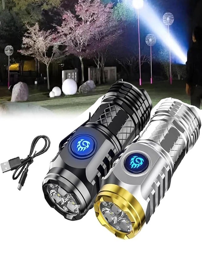 BELLSBERRY مجموعة من 2 مصباح LED صغير | مصباح قابل للشحن عالي اللمعان مع USB | تصميم ثلاثي العينين للاستخدام الخارجي - Image 1