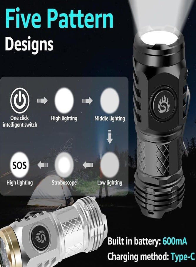 BELLSBERRY مجموعة من 2 مصباح LED صغير | مصباح قابل للشحن عالي اللمعان مع USB | تصميم ثلاثي العينين للاستخدام الخارجي - Image 2