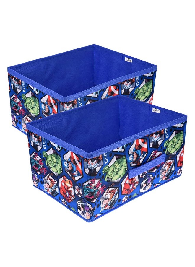 Kuber Industries Kuber Industries Marvel Avengers Print Foldable Drawer Storage Unit|Non Woven Storage Box For Clothes|Storage Organizer for Toys, Books, Baby Clothes|Pack of 2 (Blue)  - Image 1