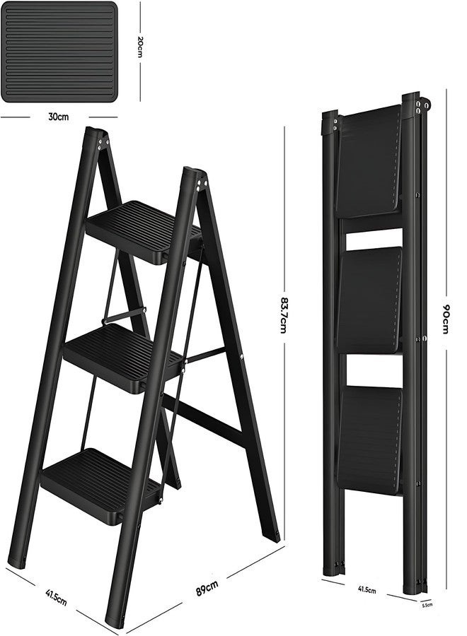 GION 3-Step Folding Step Stool - Foldable & Portable Stairs, Versatile Use for Kitchen, Bathroom & Office Foot Stool | Modern & Space-Saving Design Multipurpose Three Step Stool with 150 Kg Capacity - Image 2