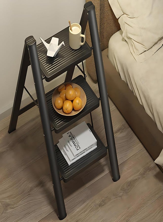 GION 3-Step Folding Step Stool - Foldable & Portable Stairs, Versatile Use for Kitchen, Bathroom & Office Foot Stool | Modern & Space-Saving Design Multipurpose Three Step Stool with 150 Kg Capacity - Image 3