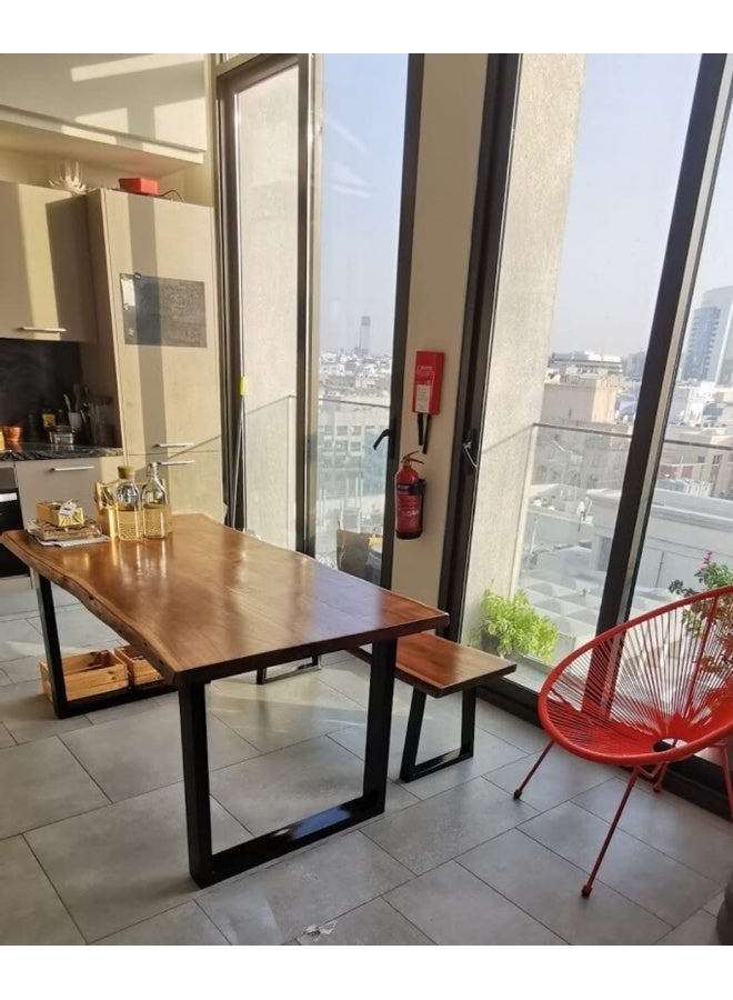 HANDPICKED FURNITURE Dining Table Acacia Wood Industrial style - X Shape Legs - with 1 Bench - 120x300 cm 3.9x9.8 ft  - Image 2