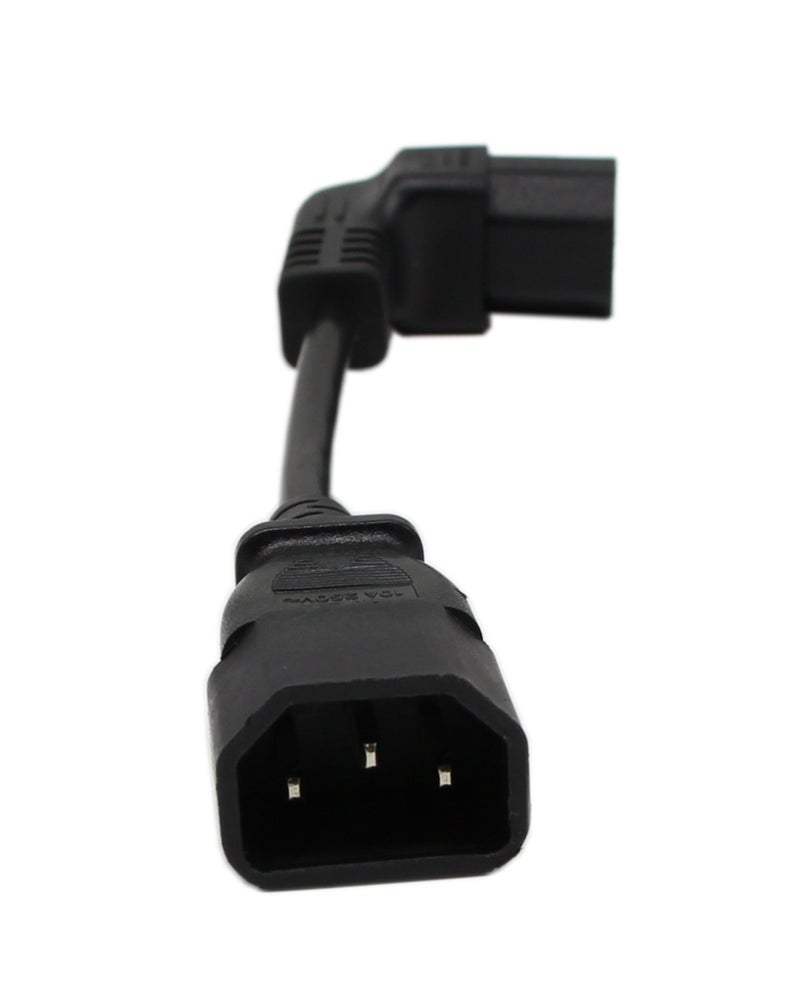 CERRXIAN كابل تمديد الطاقة Cerrxian 16 سم IEC 320 بزاوية 90 درجة C13 3 دبابيس أنثوي إلى C14 3 دبابيس ذكر لمصدر الطاقة PDU لأجهزة الكمبيوتر وشاشات LED و HDTV والماسحات الضوئية - Image 4