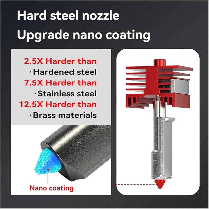 فوهة فولاذ مقوى عالي التدفق 0.6 مم 4 قطع لطابعة ثلاثية الأبعاد A1 وA1mini استبدال سريع - Image 5