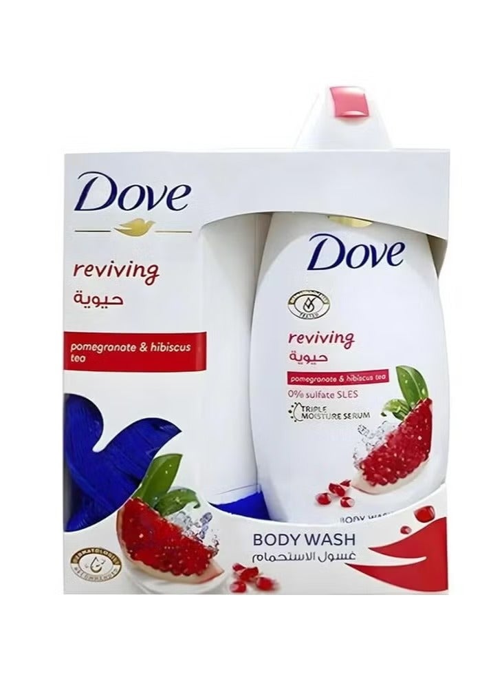 دوف جل استحمام 250 مل رمان وشاي الكركديه مع ليفه - Image 1