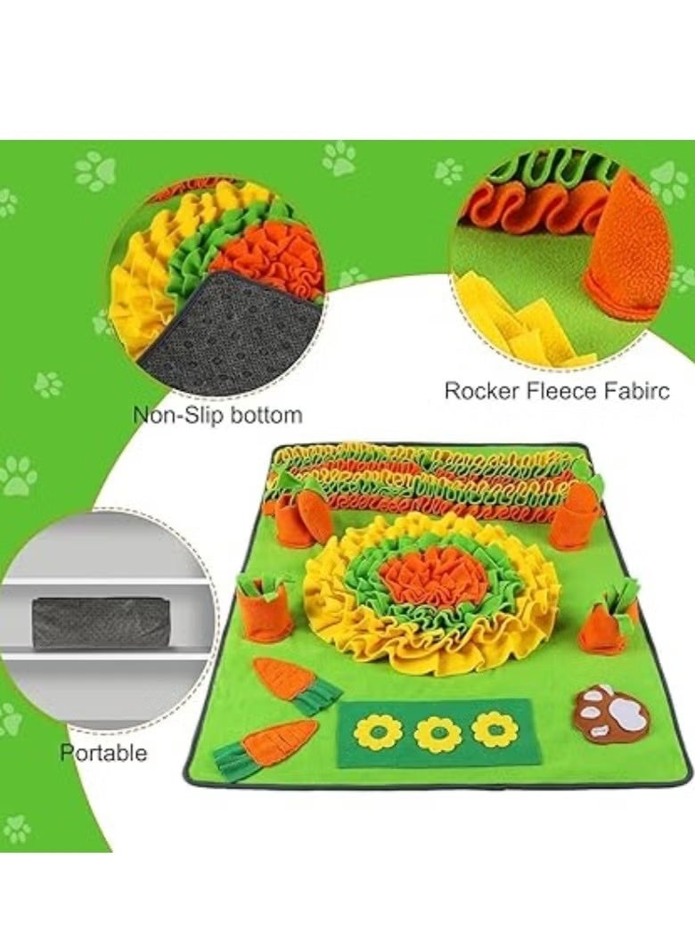 100 * 70 cm Large Pet Sniffing Mat Pet Slow Feeder Mat w/2 Carrot Toy Puzzle Toy for Dogs Cat Foraging Skills & Encourages Nose-Work - Image 2