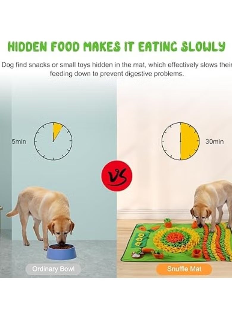 100 * 70 cm Large Pet Sniffing Mat Pet Slow Feeder Mat w/2 Carrot Toy Puzzle Toy for Dogs Cat Foraging Skills & Encourages Nose-Work - Image 4