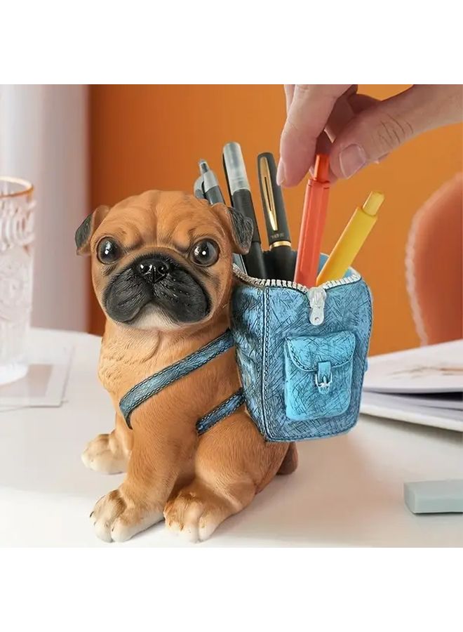 Orange Pug Dog Backpack Pen Holder Desk Organizer Storage Box Gift - Image 5