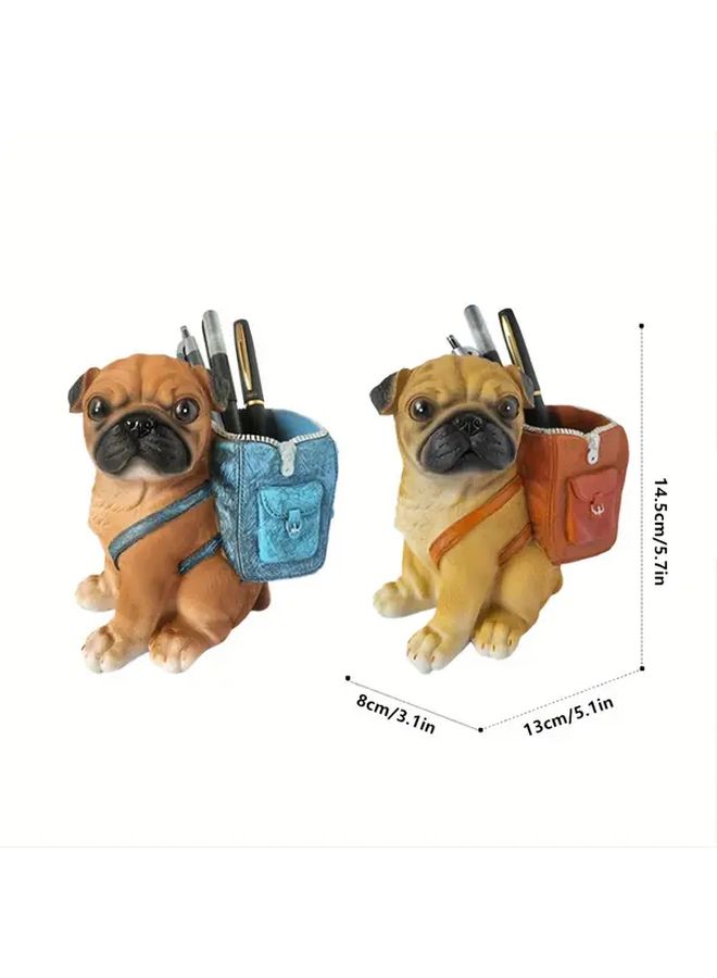 Orange Pug Dog Backpack Pen Holder Desk Organizer Storage Box Gift - Image 3