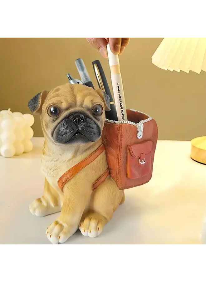 Orange Pug Dog Backpack Pen Holder Desk Organizer Storage Box Gift - Image 2