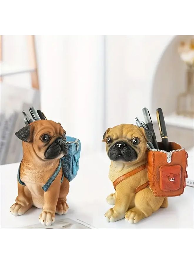 Orange Pug Dog Backpack Pen Holder Desk Organizer Storage Box Gift - Image 4