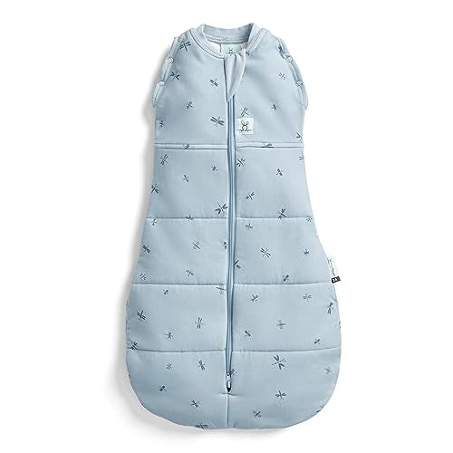 ergoPouch كيس النوم ErgoPouch Cocoon Swaddle Sack 1.0 TOG - كيس نوم للأطفال، تصميم مريح يساعد على تهدئة رد فعل الفزع، مثالي للنوم مع الأذرع داخل/خارج، قماش ناعم وقابل للتنفس لنوم أفضل (0-3 أشهر، اليعسوب) - Image 1