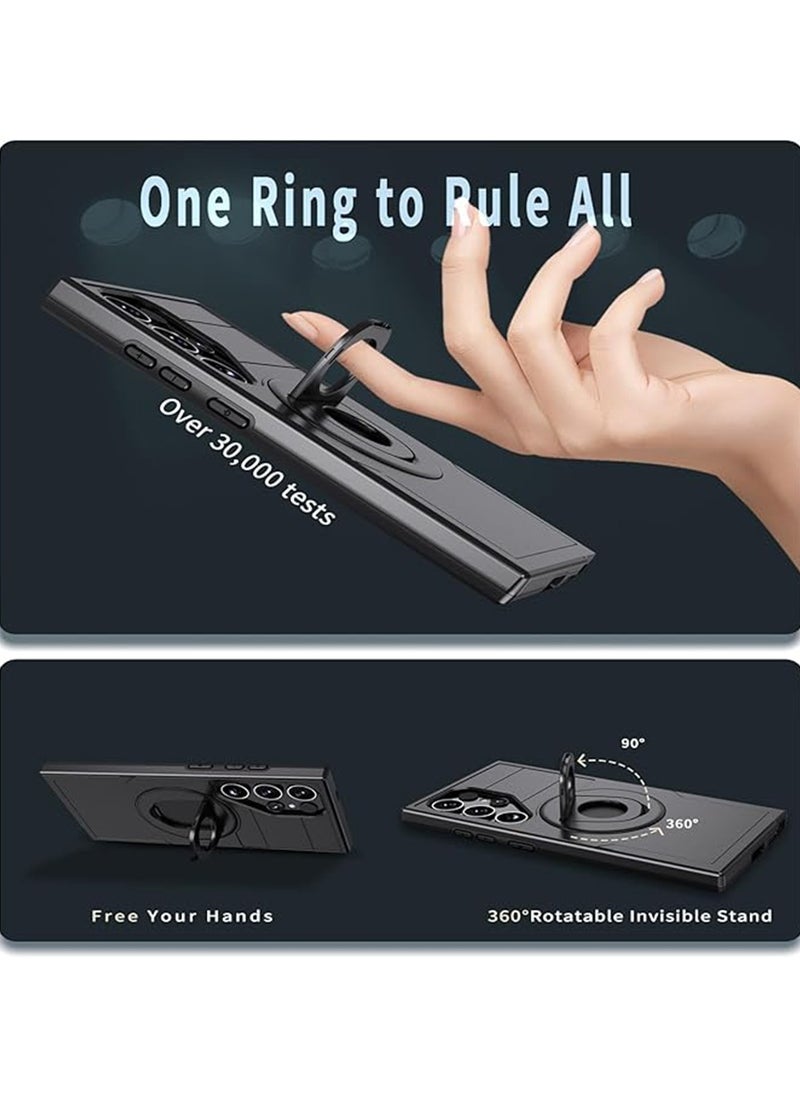 X-level Cover Case for Samsung Galaxy S24 Ultra,Compatible with MagSafe with Ring Kickstand Military Grade Drop Protection Back Cover for Samsung Galaxy S24 Ultra (Black)  - Image 4
