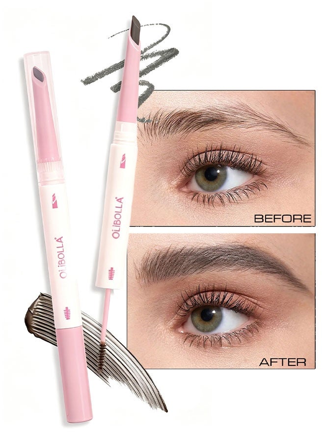 OLIBOLLA Dual Ended Eyebrow Pencil,Dual-Sided Natural Soft Textured Eyebrow Pencil, for Daily Look Eyebrow Makeup,Brow Brush,Fine Tip 03# - Image 1