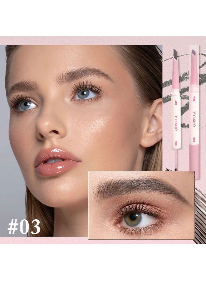 OLIBOLLA Dual Ended Eyebrow Pencil,Dual-Sided Natural Soft Textured Eyebrow Pencil, for Daily Look Eyebrow Makeup,Brow Brush,Fine Tip 03# - Image 2