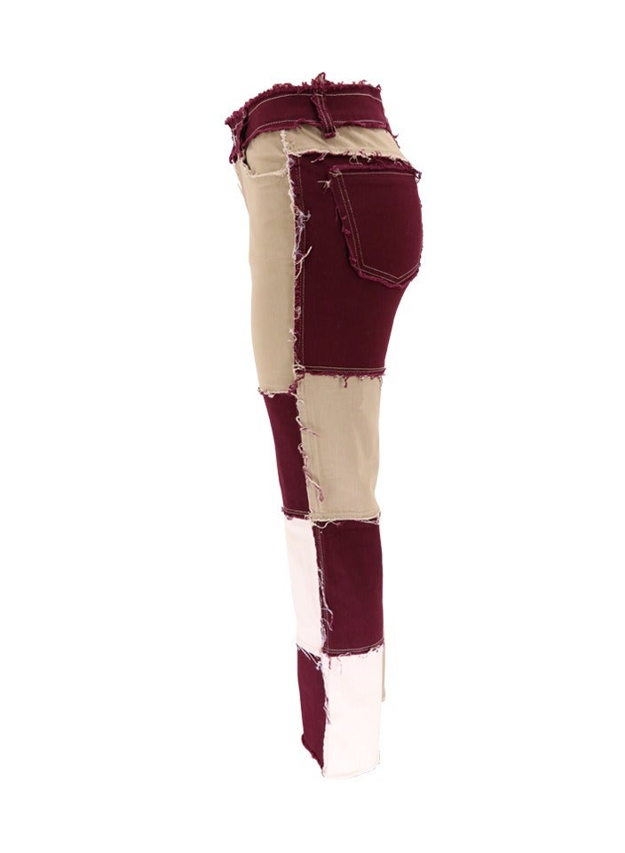 Loquat Panels Of high-rise Tight Hips Women's Straight-leg Denim Trousers - Image 2