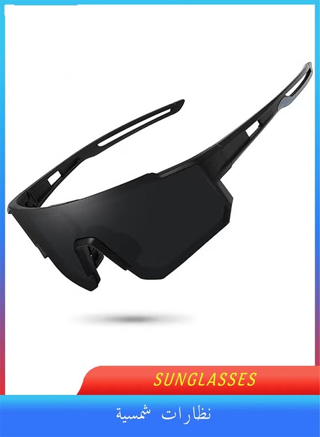 Happy D Outdoor Sports UV Protection Half Frame Sunglasses, UV400 Polarized Cycling Safety Sports Sunglasses Fishing Sunglasses, Windproof Goggles for Baseball Golf (Black) - Image 1