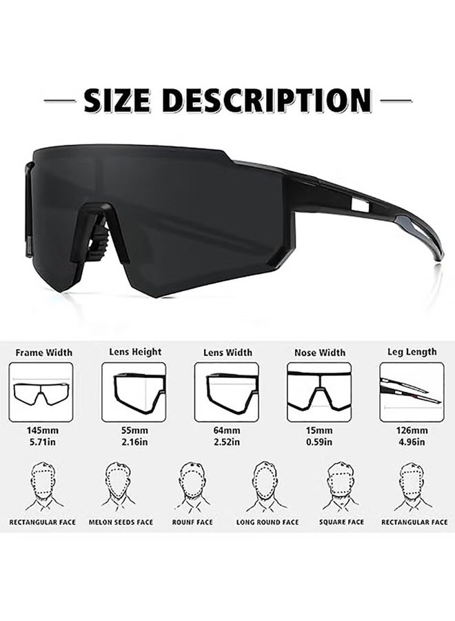 Happy D Outdoor Sports UV Protection Half Frame Sunglasses, UV400 Polarized Cycling Safety Sports Sunglasses Fishing Sunglasses, Windproof Goggles for Baseball Golf (Black) - Image 3