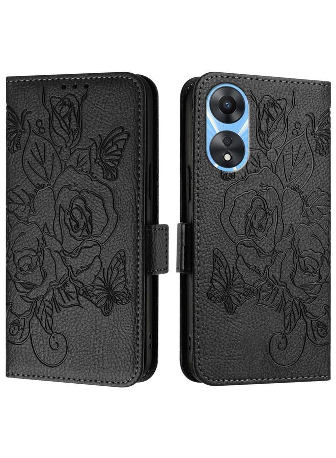 S-TOP Case For OPPO A78 5G / A1x 5G Embossed Rose RFID Anti-theft Leather Phone Case - Image 2