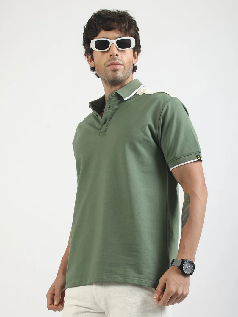 مانياك Maniac Mens Embroidery Round Neck Half Sleeve White and Dark Brown Cotton T-Shirt