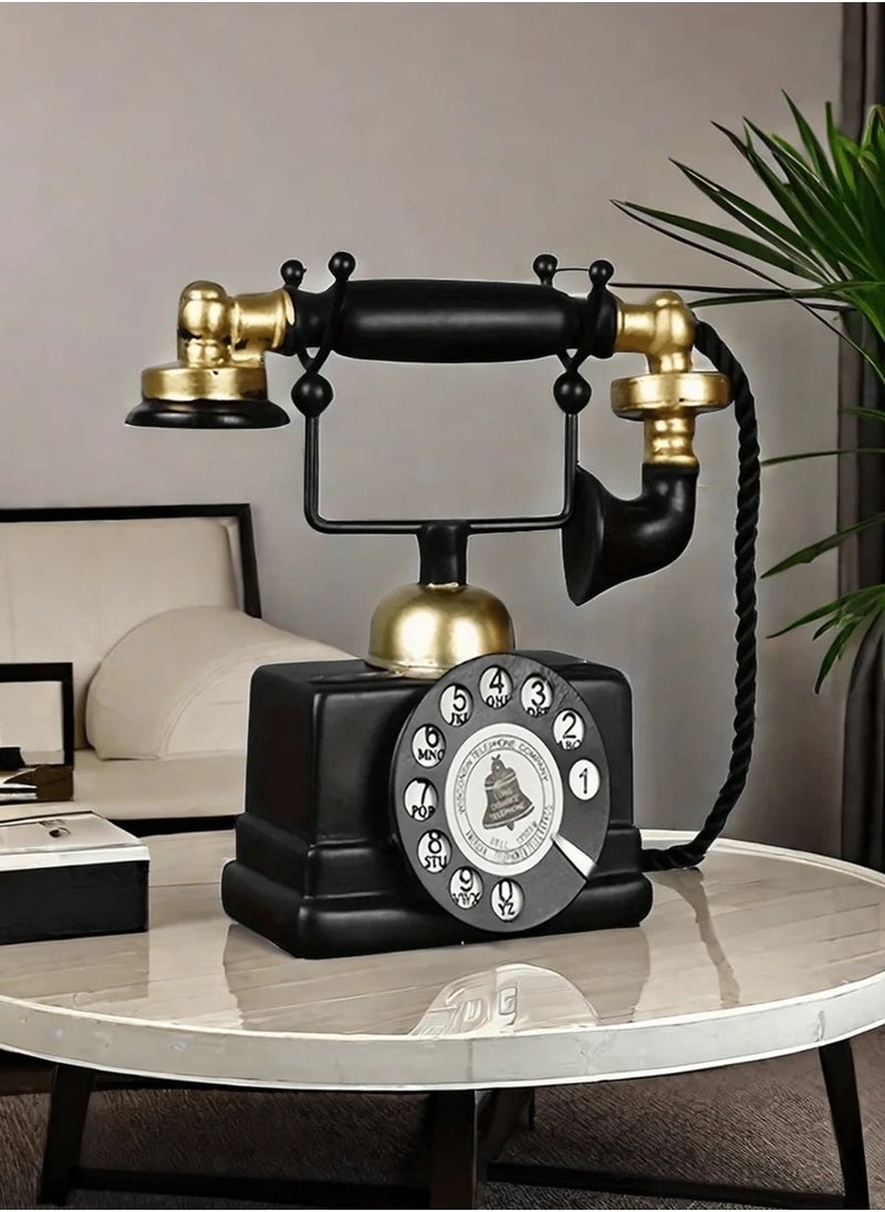 Generic Elegant Vintage-Style Decorative Telephone – Antique Resin Rotary Phone Replica, Perfect for Home and Bar Décor, Study Room Display, Nostalgic Photography Props, and Unique Gifts for Weddings, Graduations, and Special Occasions  - Image 1
