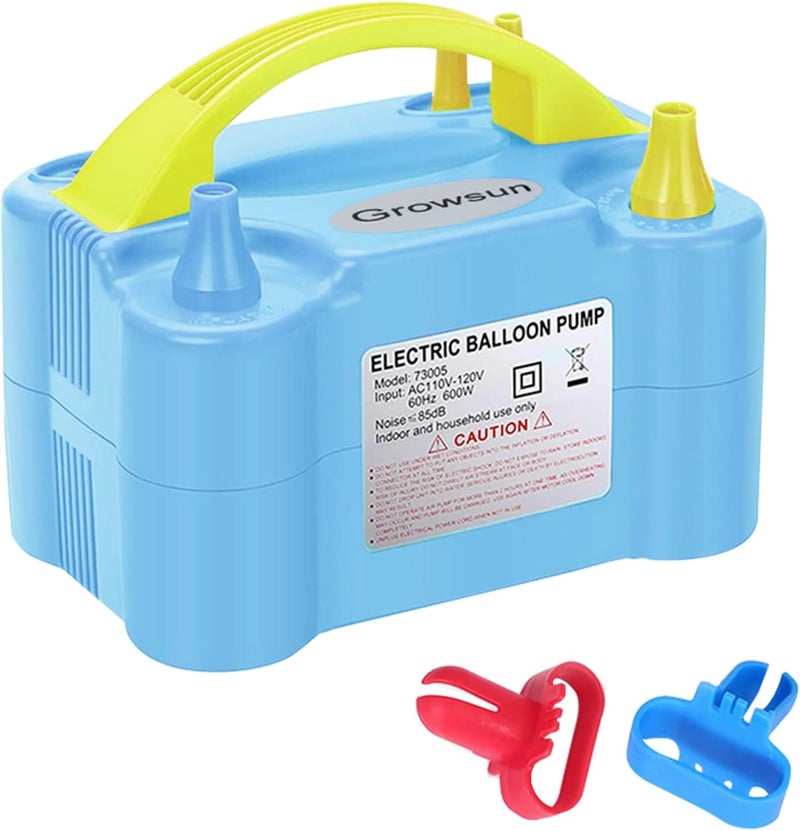 Growsun Electric Balloon Pump Air Inflator Portable Automatic Dual Nozzle Balloon Blower 110V 600W for Birthday Baby Shower Balloons Party Decorations - Image 1
