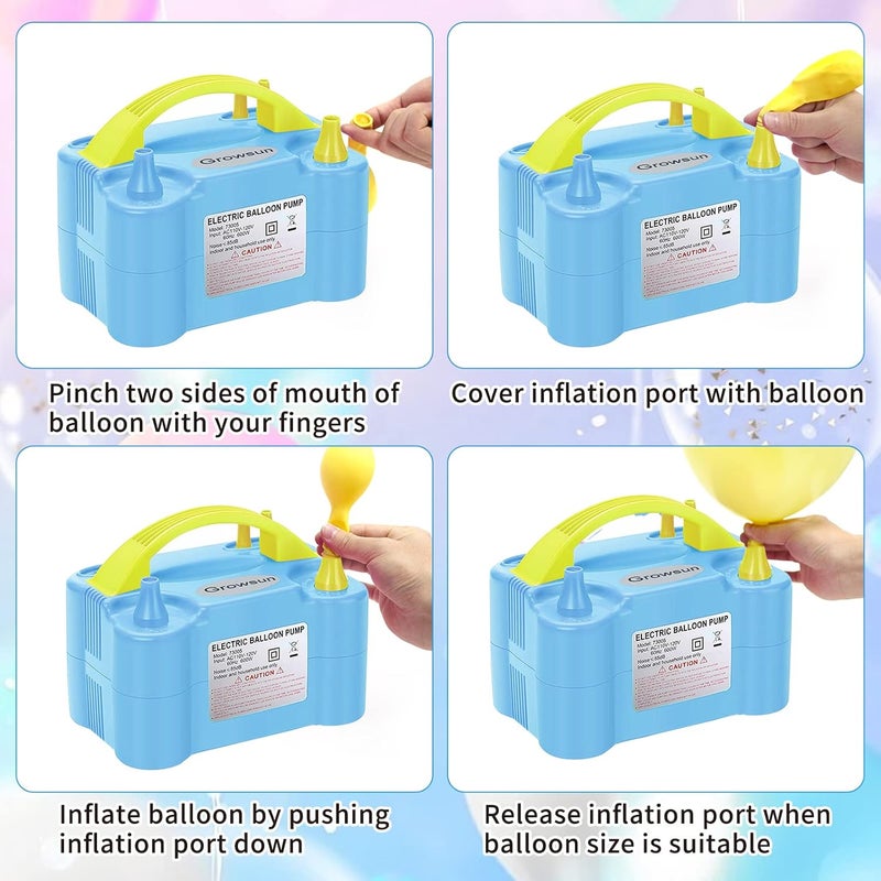 Growsun Electric Balloon Pump Air Inflator Portable Automatic Dual Nozzle Balloon Blower 110V 600W for Birthday Baby Shower Balloons Party Decorations - Image 4