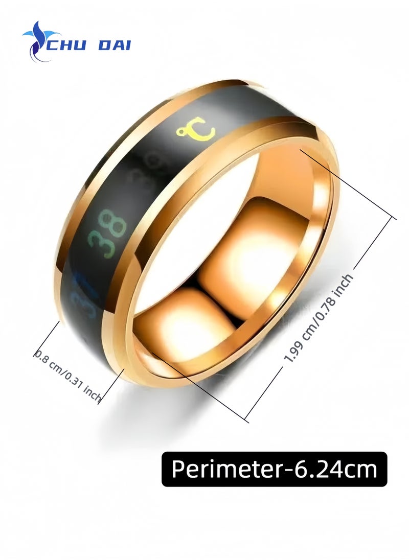CHU DAI Smart Rings Temperature Monitor Celsius Digital Thermometer Body  Steel Band Finger Ring（Rose Gold）  - Image 3