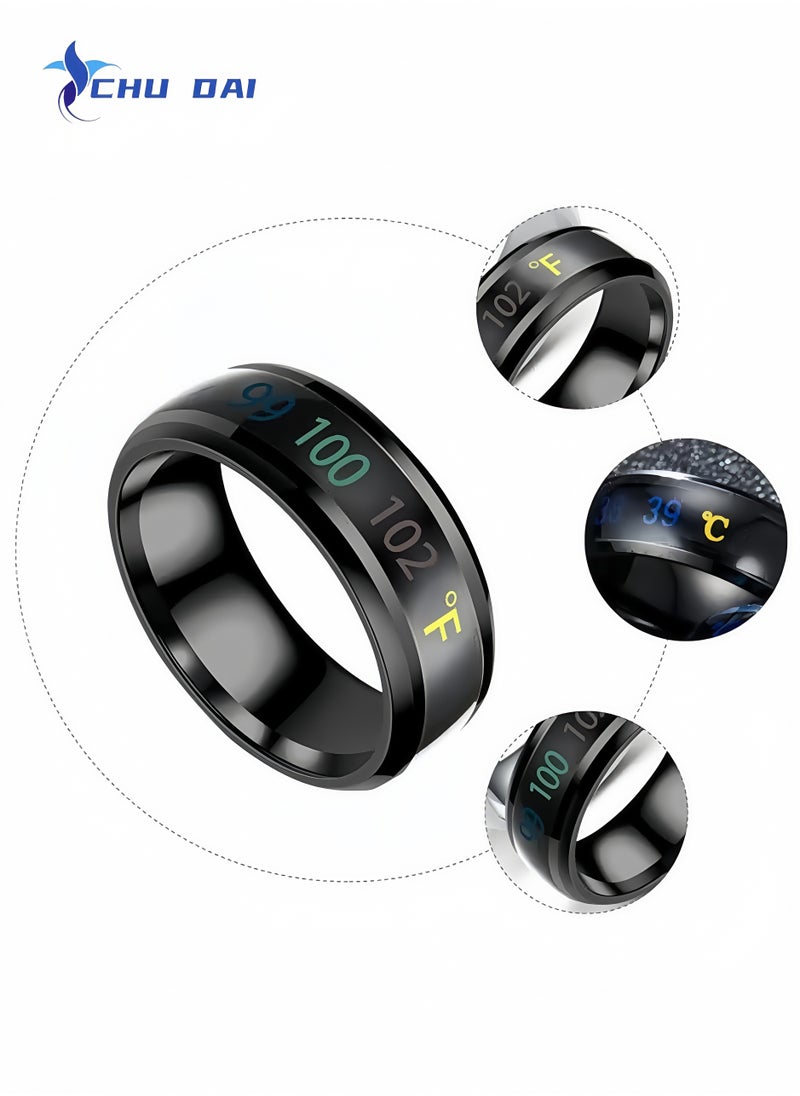 CHU DAI Smart Rings Temperature Monitor Celsius Digital Thermometer Body  Steel Band Finger Ring（Rose Gold）  - Image 2