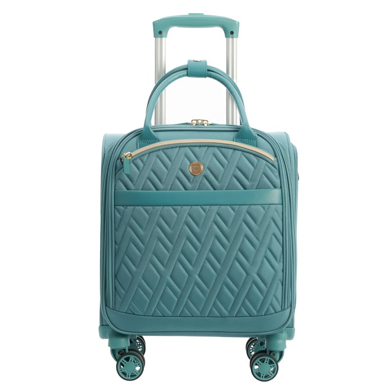 Verage 18x14x8in Spinner Underseat Carry-On Luggage -Airplane Personal Item Bag, USB A&C Charging Port, Padded Laptop Pocket & Wet/Dry Compartments for Women, Misty Aqua - Image 1