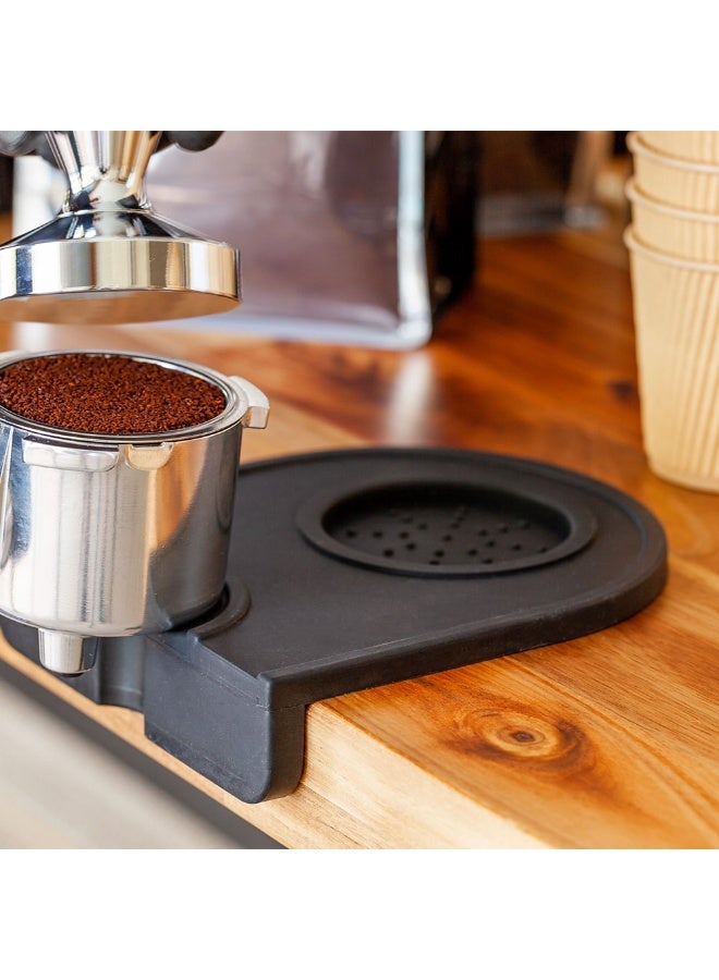 Restaurantware Restpresso 5.3 x 4.75 Inch Tamping Mat, 1 Anti-Slip Espresso Mat - With Tamper Holder & Portafilter Slot, For Barista, Home, Kitchen, Office, Or Bar, Black Silicone Coffee Tamper Mat, - Image 3
