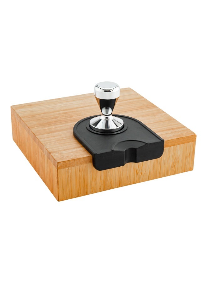 Restaurantware Restpresso 5.3 x 4.75 Inch Tamping Mat, 1 Anti-Slip Espresso Mat - With Tamper Holder & Portafilter Slot, For Barista, Home, Kitchen, Office, Or Bar, Black Silicone Coffee Tamper Mat, - Image 2