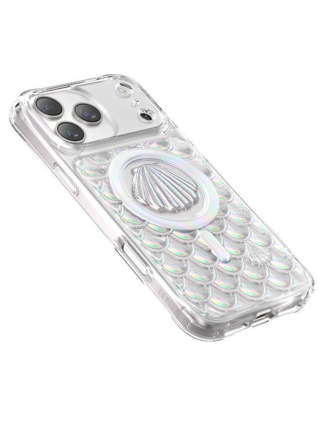 ليفيلو جراب MagSafe لهاتف iPhone 17 Pro Pearl 3D IML مع مصد مقاوم للصدمات وحواف مرتفعة للكاميرا والشاشة / أناقة مستوحاة من المحيط / غطاء خلفي مقاوم للصدمات - قزحي الألوان - Image 3