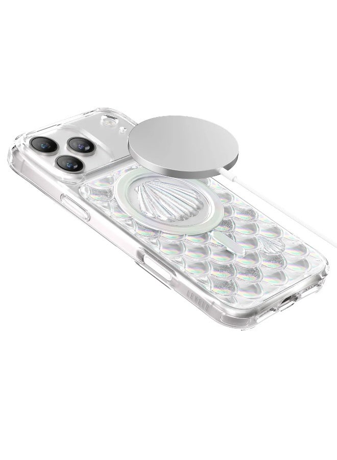 ليفيلو جراب MagSafe لهاتف iPhone 17 Pro Pearl 3D IML مع مصد مقاوم للصدمات وحواف مرتفعة للكاميرا والشاشة / أناقة مستوحاة من المحيط / غطاء خلفي مقاوم للصدمات - قزحي الألوان - Image 4