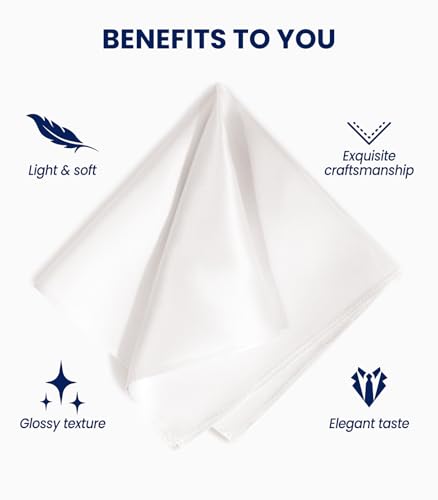 Selected Hanky 100% Pure Silk Pocket Square Solid Ivory - Image 4